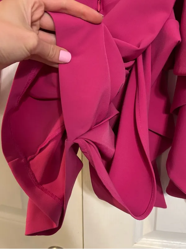 Michael Costello Fena Mini Dress in Fuchsia - Image 6