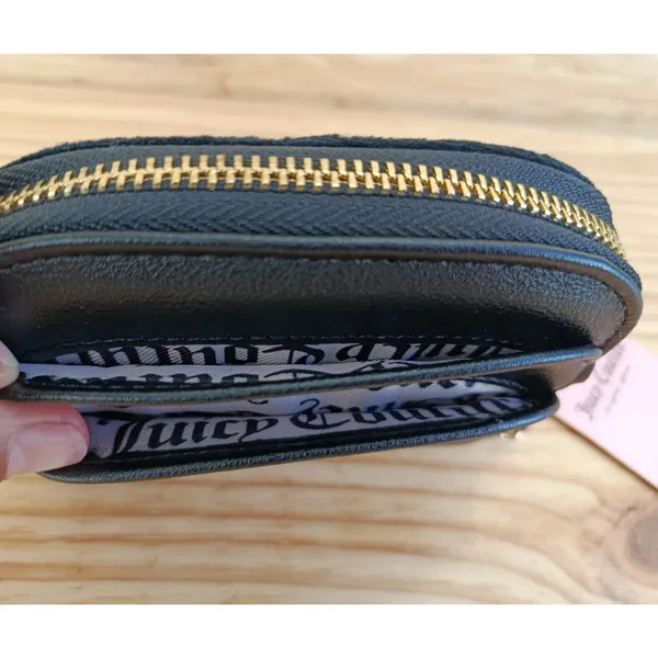 Juicy Couture Liquorice Couture University Mini Compact Wallet Embroidered NWT - Image 11