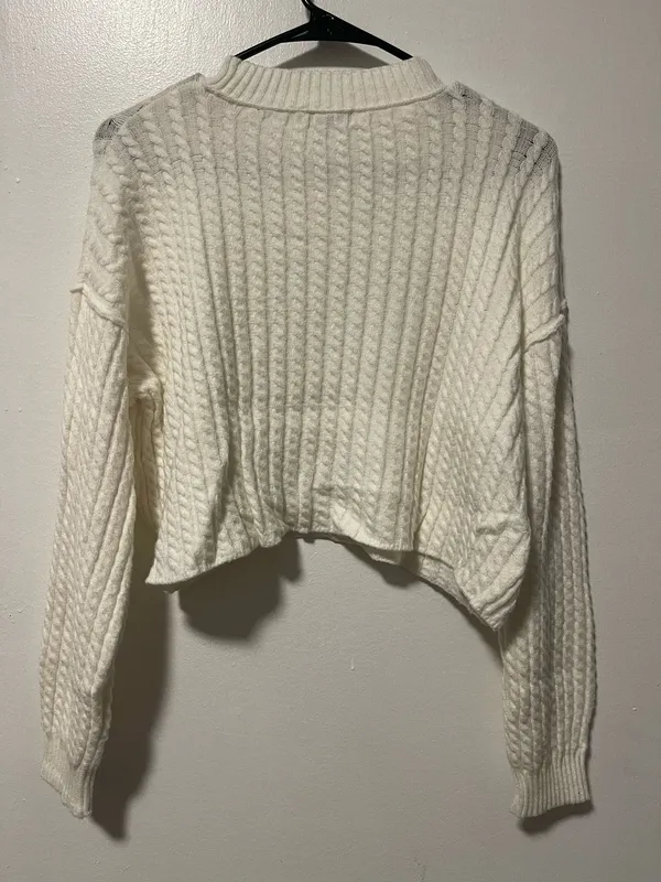 Francesca's Fitz + Eddi White Cropped Sweater - Image 2