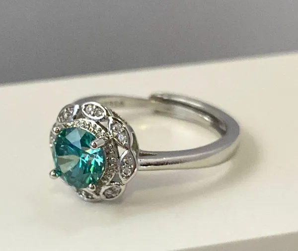 925 Silver Plated Adjustable Crystal Ring for Women - Image 3