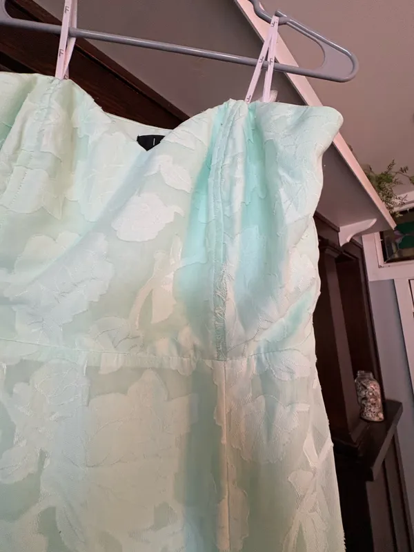 Garden of Romance Mint Green Floral Burnout Strapless Maxi Dress - Image 3