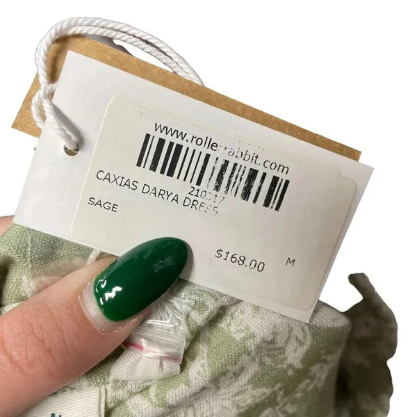 Roller Rabbit Caxias Darya Dress Sage Green White‎ Floral Size Medium - Image 10