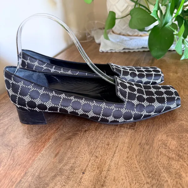 Vintage Kate Spade Noel Size 7.5B Black White Jacquard Square Toe Loafer Y2K Mod - Image 5