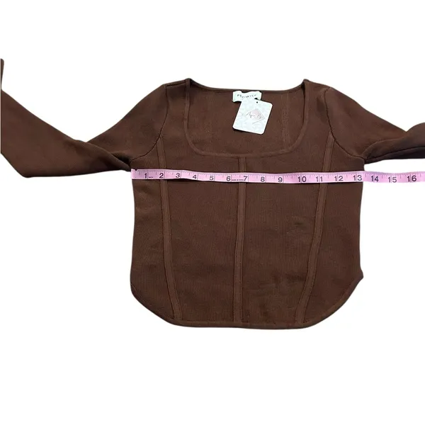 PROMISE cropped brown square neck sweater - Image 4