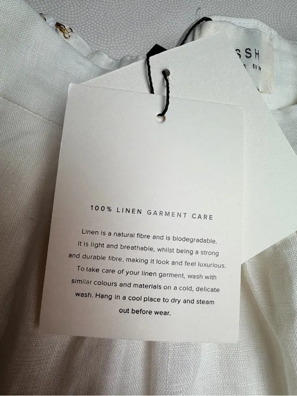 Dissh Gemima White 100% Linen Maxi Skirt Size US 2 NWT Lined A-Line Coastal - Image 6