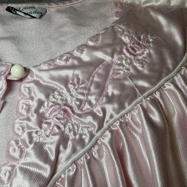 Vintage Jessica Alexander Womens Size XL Pink Satin Nightgown Embroidered Lace - Image 7