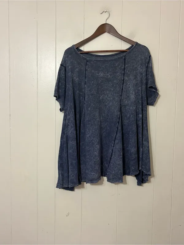 We The Free Free People Mineral Wash Oversized Tunic Tee Blue XS/S Boho - Image 4