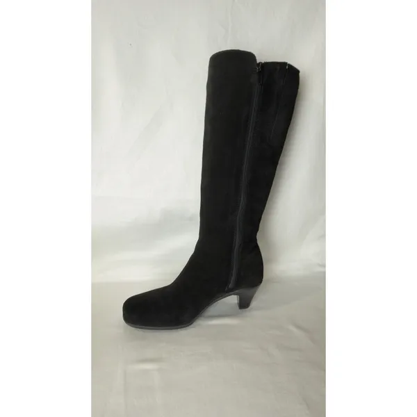 La Canadienne Black Suede Tall Knee High Heeled Boots Women's Size 6 M - Image 4