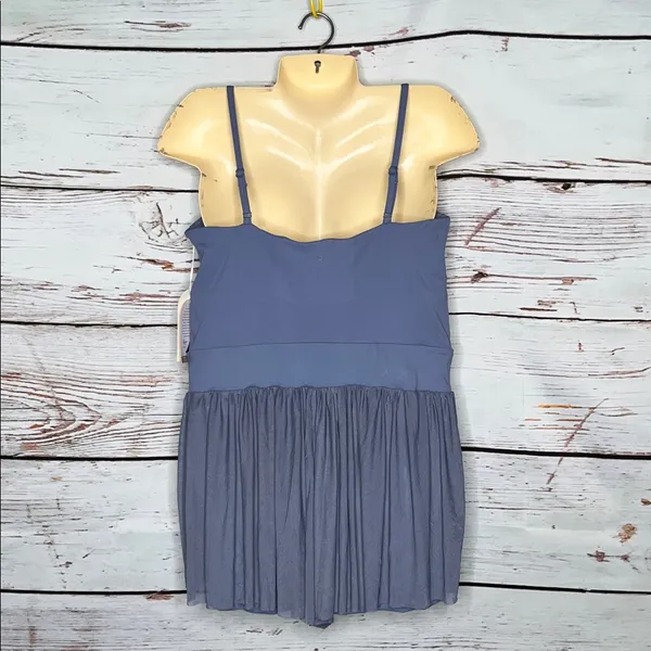 Blogilates NWT Size 1X Troposphere Steel Blue Athletic Mesh Tulle Barre Romper - Image 2