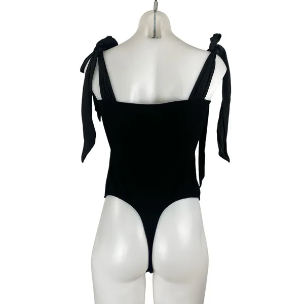 NEW Free People Intimately Lola Black Tie Shoulder Sleeveless Bodysuit Top Sz L - Image 4
