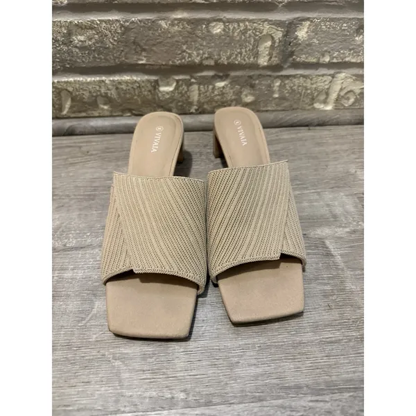 Vivaia Jade Pro Heels Womens 9.5 41 Beige Square Toe Slip On Block Heel Sandals - Image 2