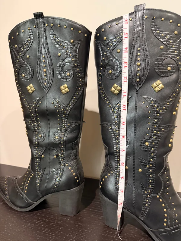 Western Boots Studded Cowboy Cowgirl Country Equestrian Bohemian Boho Snip Toe - Image 4