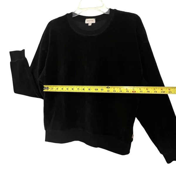 Brixton Sweater Womens Small Black Corduroy Crewneck Pullover Emo Goth Dark - Image 4