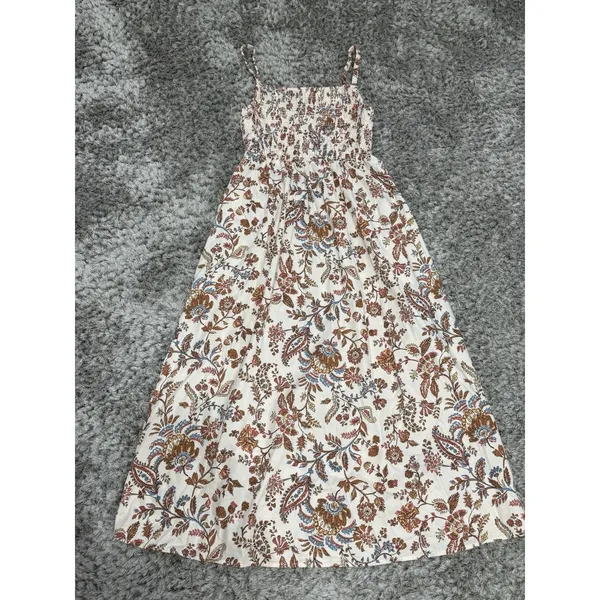 Old Navy Women’s Paisley Floral Cotton Poplin Smocked Cut-out Midi Dress Boho S - Image 7