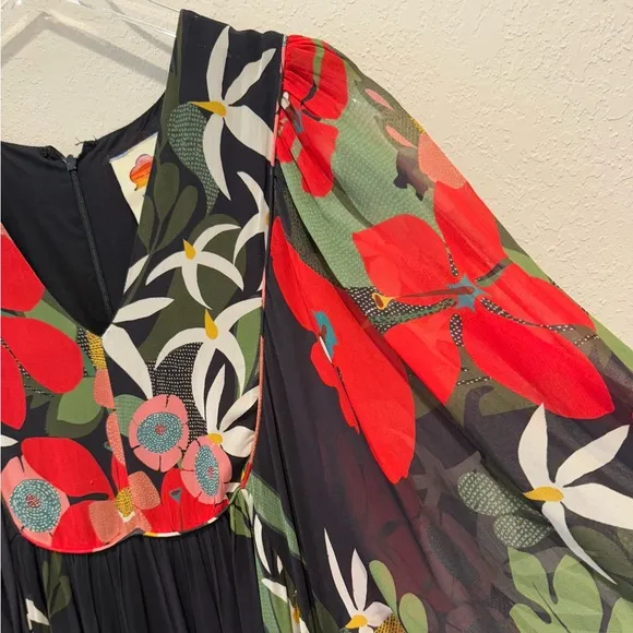 FARM RIO Long Sleeve V-neck‎ Floral Maxi Dress size Small - Image 9