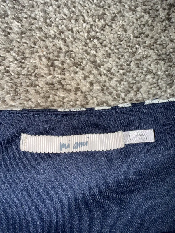 Mi Ami Embroidered Floral Navy and White Mini Skirt - Image 3