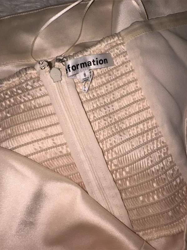 NEW Reformation JACQUES satin cream strapless mini dress sz 8 - Image 6