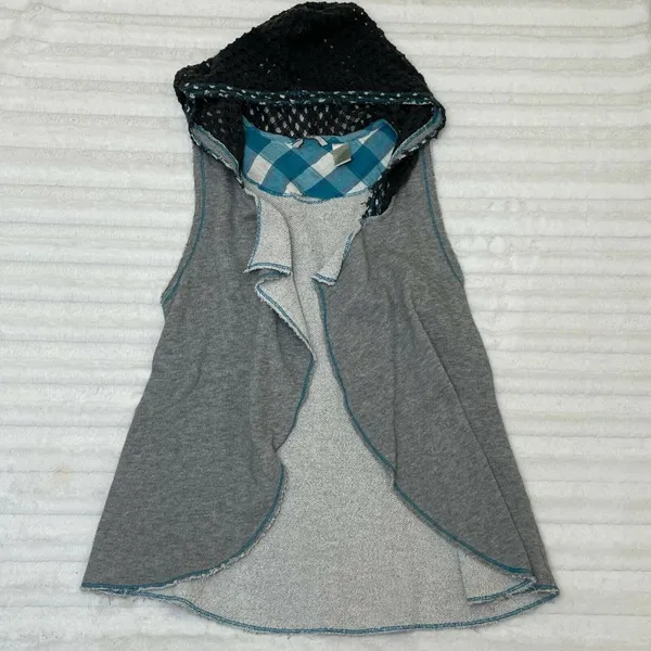 BKE Womens‎ Sweatshirt Vest Grey Blue Hoodie Cotton Blend Size Small S - Image 5