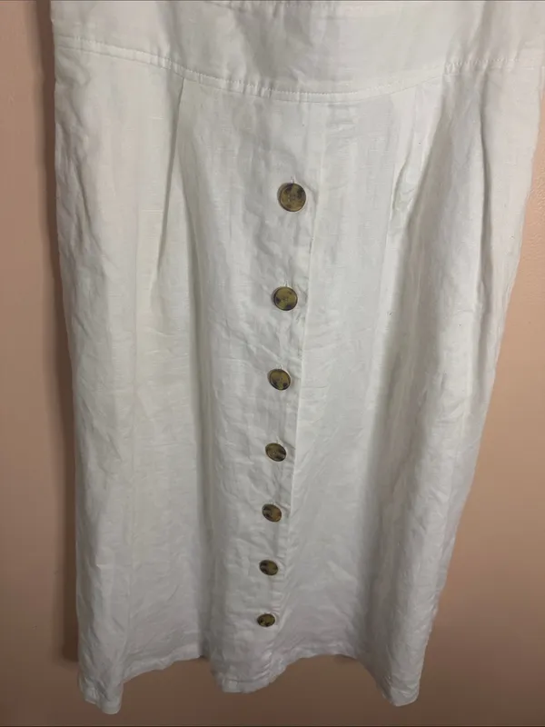 GAP White Sleeveless V-Neck Midi Dress with Front Button Placket - Image 4