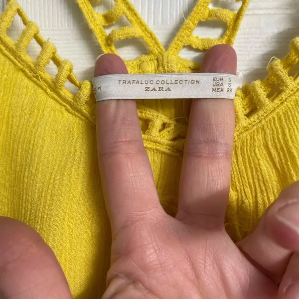 ZARA TRAFALUC COLLECTIONS Yellow Embroidered Mini Dress, Small - Image 4
