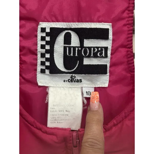 Europa Snow Ski Bib Overalls Juniors Pink Zip Front Size‎ 10 Lined - Image 3
