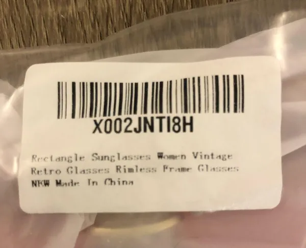 Amazon ADE WU Rimless Rectangle Pink Sunglasses - Image 5