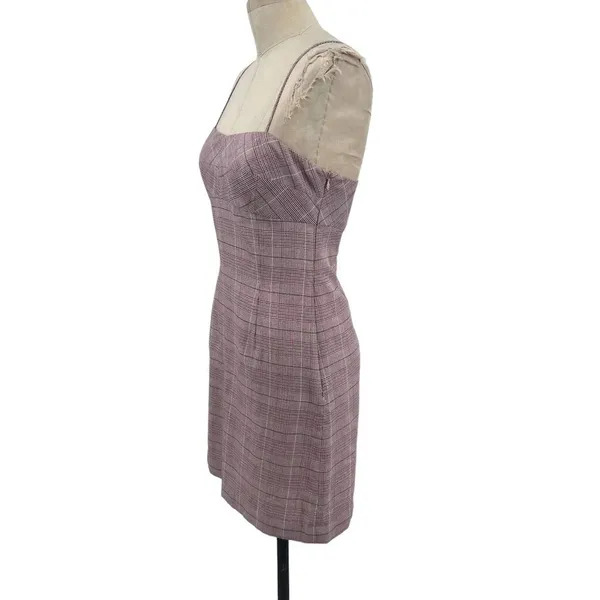 Intermix Roslyn Plaid Mini Dress‎ Pink Purple Size 4 - Image 7
