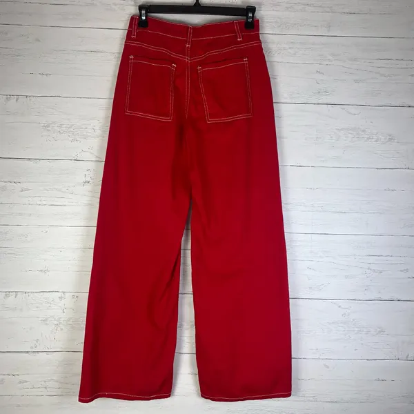 Shein red wide leg jeans womens size XS EUC - Image 4