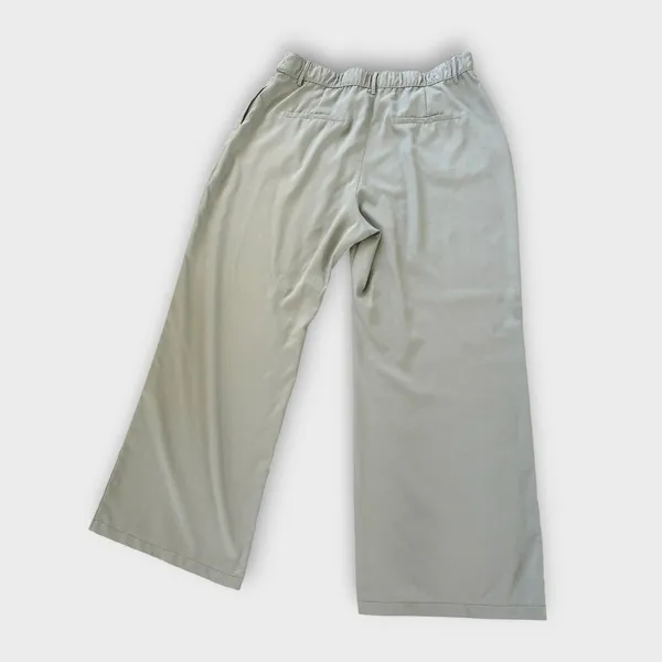 Abercrombie & Fitch Satin Wide Leg Pants Women’s XL Sage Green High Rise Pleated - Image 8