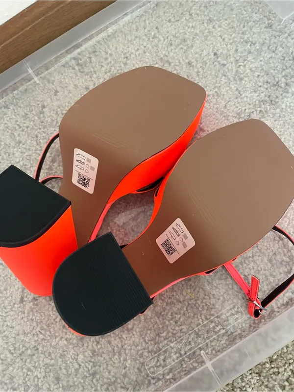 ASOS Design Neon Coral Platform Chunky Heels US 9 or UK 7 - Image 3