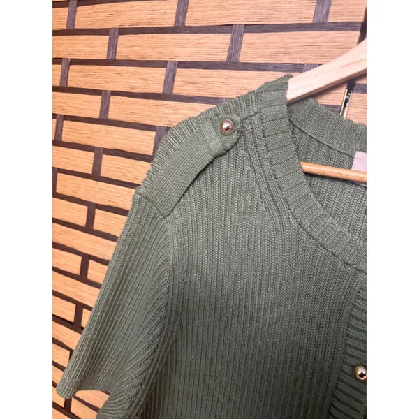 French Connection Green Ribbed Button‎ Front Dress Size XL - Image 4