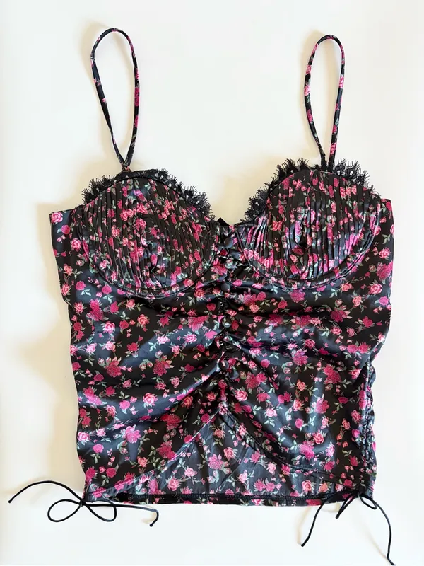 For Love & Lemons Black Floral Fairy Lace Cami Top Cottagecore Romantic Medium - Image 11