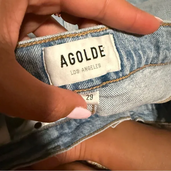 AGOLDE Merrel Jeans Astray High Rise Crop Light Wash Raw Hem Denim- Size 29 - Image 6