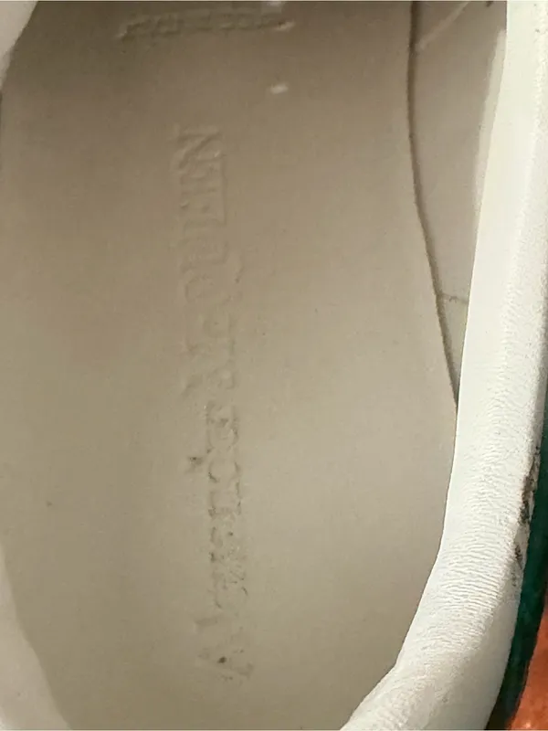 Alexander McQueen White Leather Platform Sneakers with Green Croc Heel - Image 8