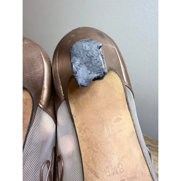 Vintage Paloma Italy Bronze Mesh Kitten Heels 8.5B Soutache Y2K Needs Repair - Image 12