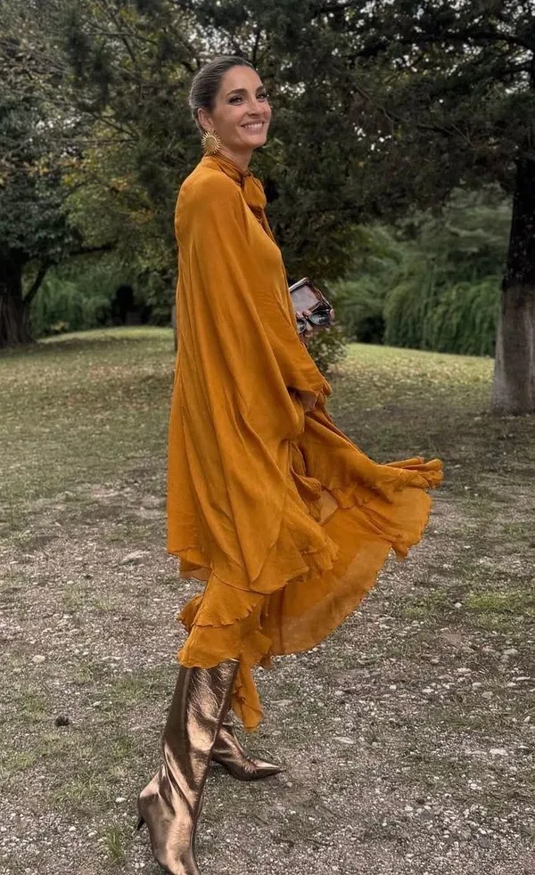 Zara dress maxi cape mustard yellow flowy kimono kaftan boho summer - Image 4