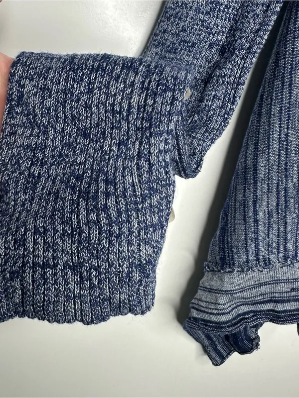 Free People Blue Asymmetrical Hook & Eye Cardigan Sweater Large - Image 6