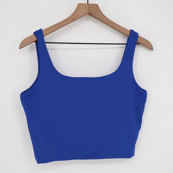 Royal Blue Scoop Neck Crop Top Tank Sleeveless Stretch Size L - Image 5