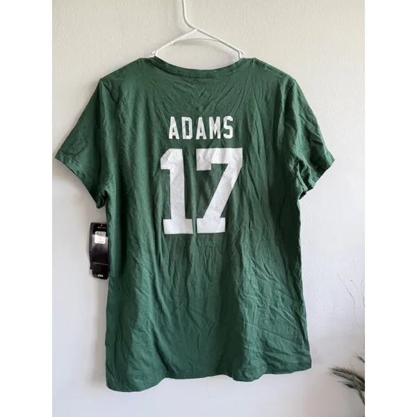 Fanatics Green Bay Packers Davante Adams 17 V-Neck T-Shirt Womens L Green NFL - Image 2