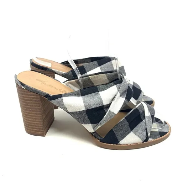 Madewell Alexandria Buffalo Plaid Mule Sandals in Black & White Size US‎ 9 - Image 7