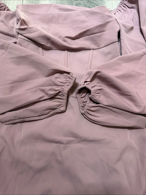 Princess Polly Draped Square Neck Puff Sleeve Mini Dress in Blush - Image 5