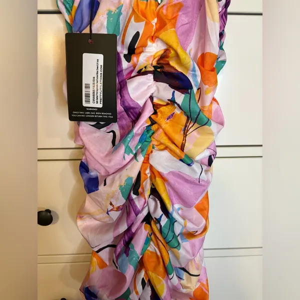 PrettyLittleThing Multicolor Abstract Midi Dress - Image 6