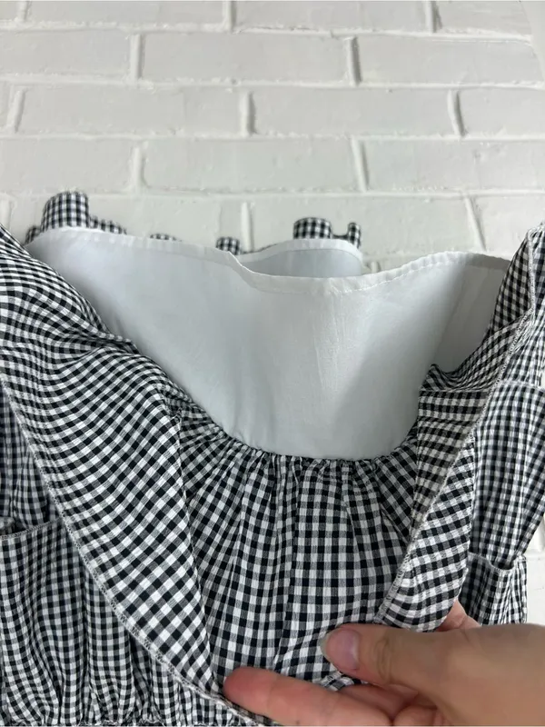 Forever 21 Gingham Plaid Ruffle Mini Skirt Size S - Image 5