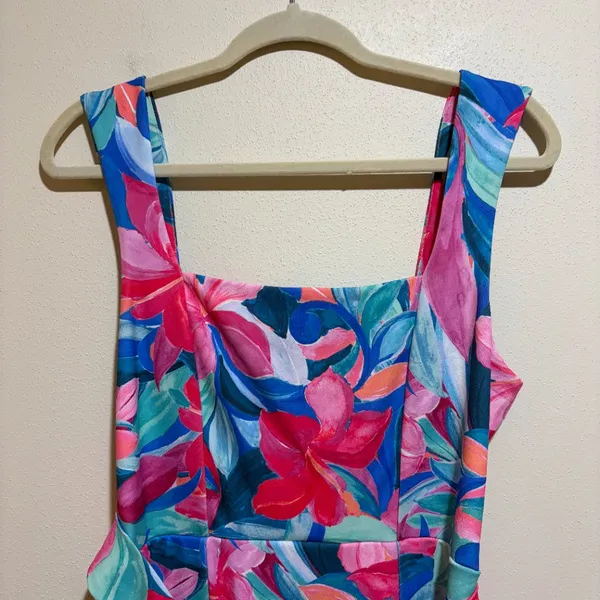 Show Me Your Mumu Eden Midi Dress Hibiscus Punch Tropical Floral - Image 3