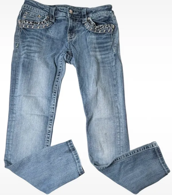 Y2K vintage miss me jeans 28×28 cyber grunge bling low rise skinny - Image 3