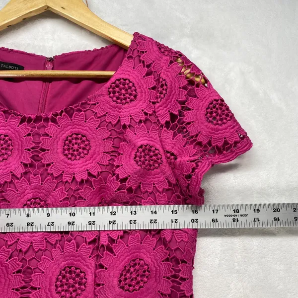 Talbots Pink Lace Dress Floral Occasion Party Cocktail‎ Short Sleeve Size 4 - Image 2