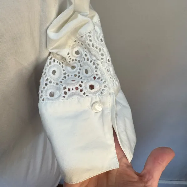 ANNE FONTAINE White Cotton Eyelet Leoncia Top Sz 40 (6-8)‎ - Image 3