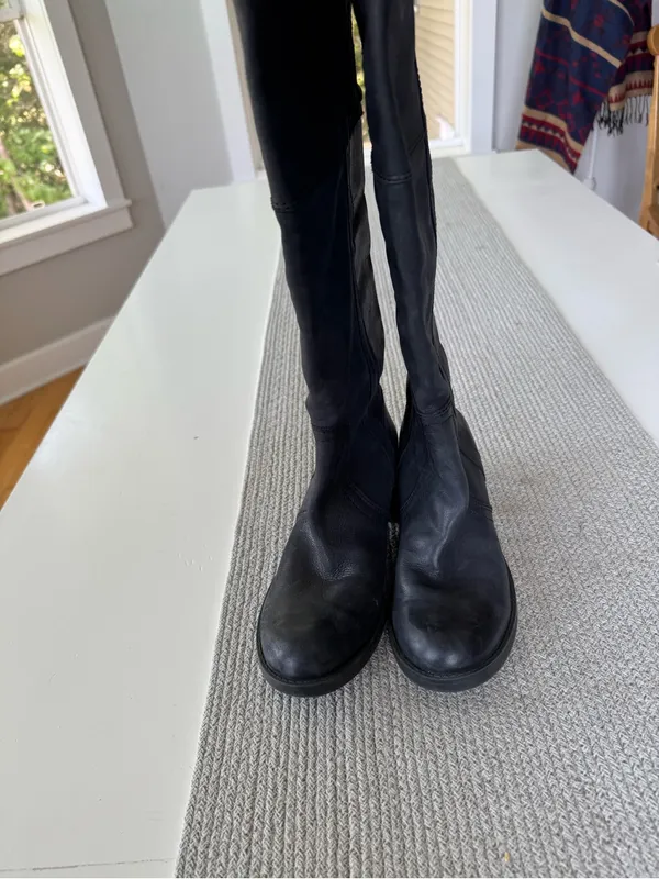 Lucky Brand Black Leather Knee High Riding Boots Sz 8 - Image 7