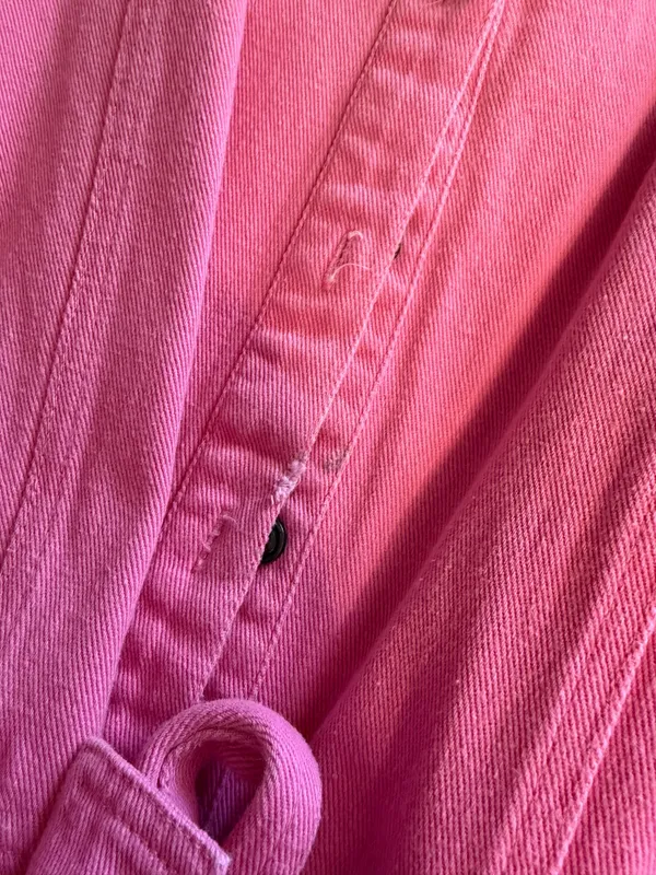 Pink denim button up romper Size L - Image 3