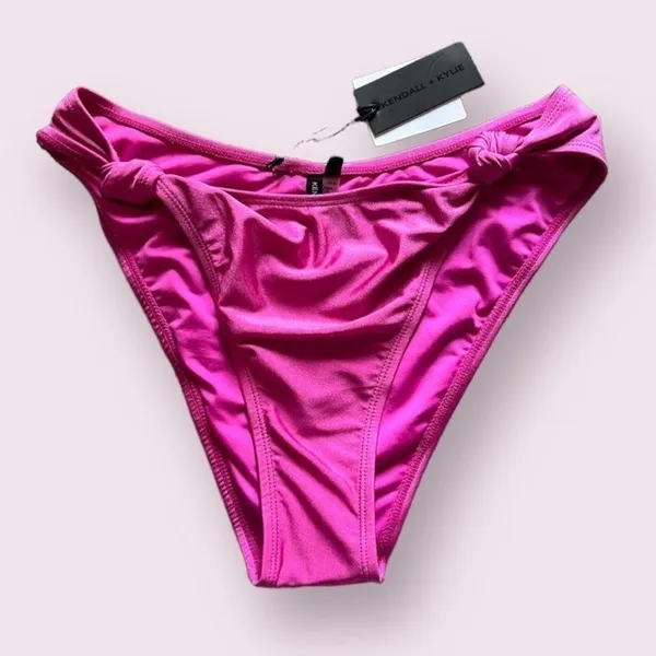 Kendall & Kylie Hot Pink Bikini Bottoms Medium - Image 2